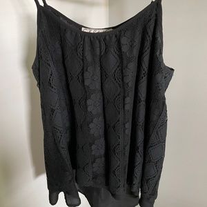 Lace Black Cropped Tank Top